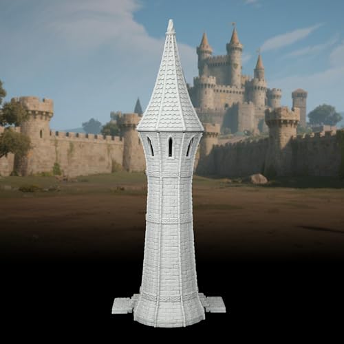 AUSPDICE Gothic Watchtower DND Terrain, 25mm Stone Spire RPG Scenery - color: Af1104 L City Building 6