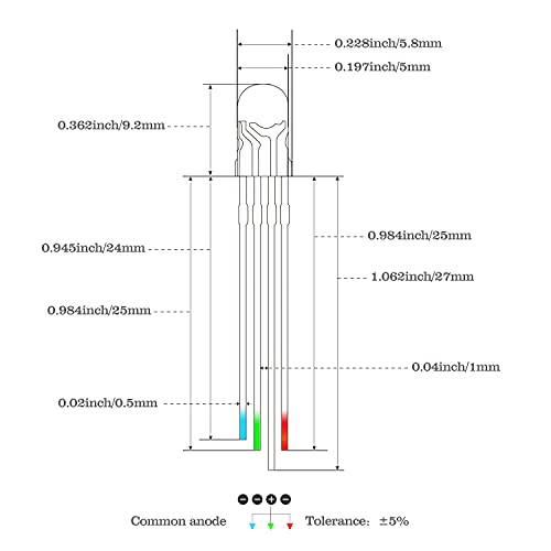 100PCS 5mm RGB LED Diodes, Common Cathode, 4-Pin, Clear Lens - color: Rgb Common Cathode 4 Pins, size: 5MM