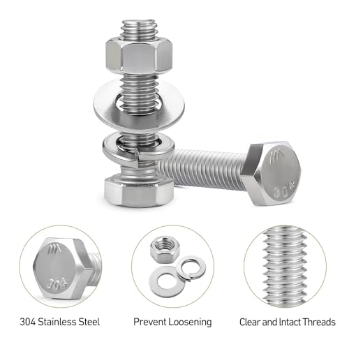 232PCS 1/4''-20 Hex Bolts and Nuts Assortment Kit,1/4-20 x 1/2'',3/4'',1'',1-1/2'',2'',2-1/2'',3'' SAE Stainless Steel Bolts Nuts and Washers Assorted Set - size: SS 1/4 232PCS Hex Bolt