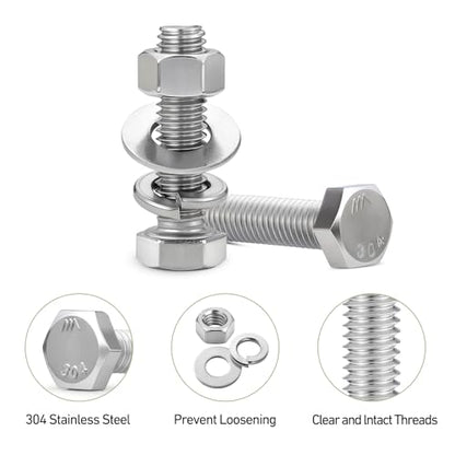 232PCS 1/4''-20 Hex Bolts and Nuts Assortment Kit,1/4-20 x 1/2'',3/4'',1'',1-1/2'',2'',2-1/2'',3'' SAE Stainless Steel Bolts Nuts and Washers Assorted Set - size: SS 1/4 232PCS Hex Bolt