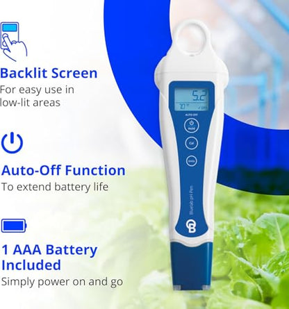 Bluelab pH Pen - ± 0.1 pH Accurate - Durable Double Junction Probe - style: PH Pen