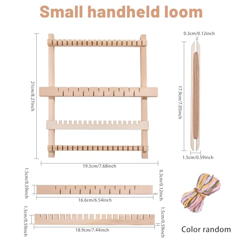 FREEBLOSS 2 Set Weaving Loom Kit Wood Craft Weaving Loom Hand-Knitting Machine for Tapestry Beginners with Yarn 15.55x9.8inch; 8.1x6.3inch