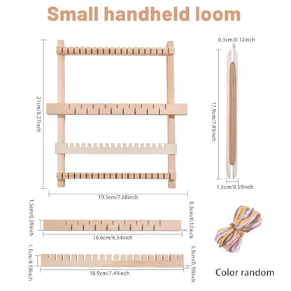 FREEBLOSS 2 Set Weaving Loom Kit Wood Craft Weaving Loom Hand-Knitting Machine for Tapestry Beginners with Yarn 15.55x9.8inch; 8.1x6.3inch