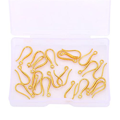 BEADIA 18K Gold Plated Earring Hooks 7x16mm 20pcs for Jewelry Making Findings - size: Hooks 7x16mm