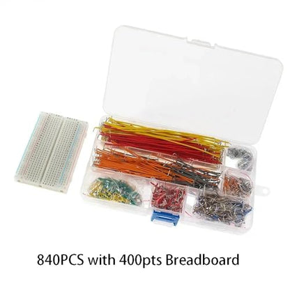 Solderless Breadboards 400 Tie Points + 840pcs Connecting Line Cables for Arduino Prototyping Circuit DIY Electronic Project - color: 1pcs400TieBreadboard-LineCable840pcs