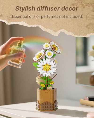 Kaayee 3D Wooden Flower Puzzles Daisy, Wood Flowers Craft for Adults - color: Daisy
