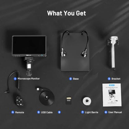 TOMLOV DM9B 7" Digital Microscope 1200X for Coins & Soldering, 16GB, Black - color: Black, size: 7"
