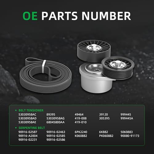 Belt Tensioner and Serpentine Belt Kit #39120 K060882 - size: for Liberty/Nitro 2009-2012