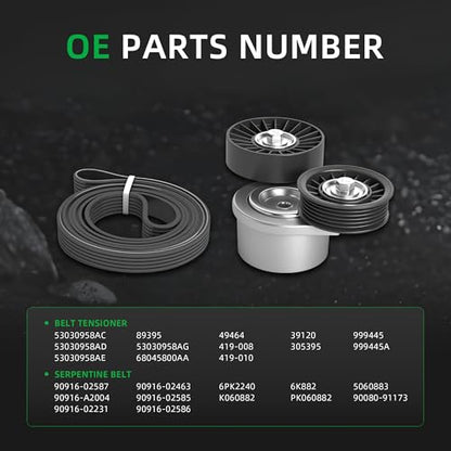 Belt Tensioner and Serpentine Belt Kit #39120 K060882 - size: for Liberty/Nitro 2009-2012