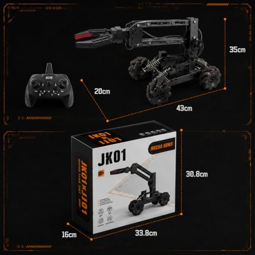 VANLINNY Robotic Arm Kits, DIY Educational Building Set with 4 DOF, Remote Control Toy Set for Boys and Girls 8-14, Science Entry-Level for School STEM Project, Birthday Xmas Gift for Kids Adults