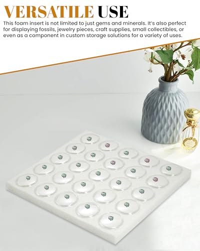 Novel Box 25 Small Gem Jars with White Foam Gemstone Tray 7.8X7.8X0.75 - color: White Foam Liner with 25 Gem Jars