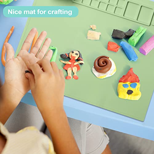 AWOKE Silicone Painting Mat for Table Protection - 20"X16" Washable Art Mat with 1 Water Cup for Kids - Craft Mat has 12 Color Dividers - 2 Paint Palettes (Green), Toddler Activities, Girl Boy Gifts - color: Green
