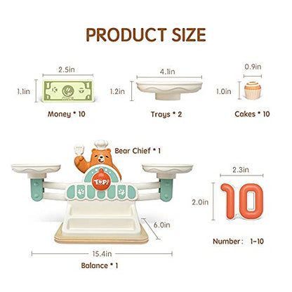 TOP BRIGHT Balance Counting Math Game, STEM Educational Toy for Ages 3-5