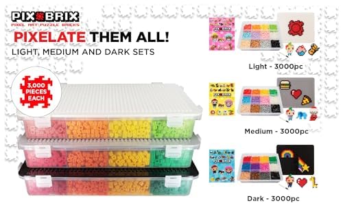 Pix Brix Pixel Puzzle Building Bricks, 3,000 Piece Container, Dark Palette - color: Dark, size: 3000pc