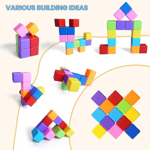 16PCS Large Magnetic Blocks for Toddlers 1+, Big 1.65 Inch Cubes, 8 Colors - color: 16 Pieces
