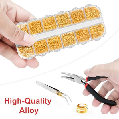 1200Pcs Jump Rings for Jewelry Making Supplies, Jewelry Pliers Set - color: 1200Pcs Gold