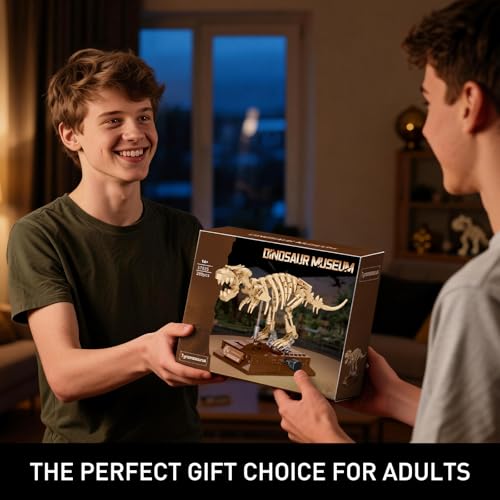 HIGH GODO T. Rex Dinosaur Fossils Building Set with Display Base, Tyrannosaurus Rex Dinosaur Fossil Set, Skeleton Model Set for Home Decor, Ideal Gift for Fossil Lovers Teens Adult 14+ (289PCS) - style: Tyrannosaurus Rex Dinosaur Fossil