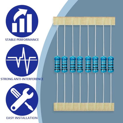 50 Pcs 1W 1% Tolerance 680 Ohm Metal Film Resistor Resistance for DIY Project and Experiments - size: 1W 680Ω