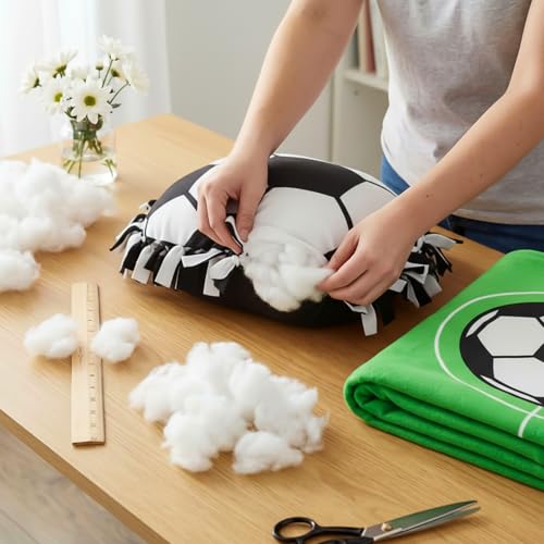 Vicenpal Set of 3 Soccer Tie Blanket & Pillows Craft Kit Dly Soccer Crafts 57 Inch No Sew Fleece Tied Blanket for Sports World 2026 Theme Party Favors Football Fan Gifts Summer Camp Activities - style: Soccer