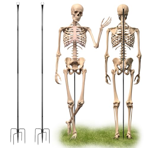 2Set Halloween Metal Skeleton Stand, Black, 9.84 Ft/ 3 M, Classic - color: Black, style: Classic