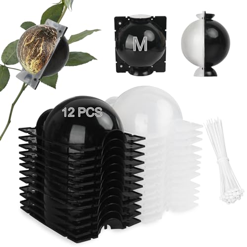 12 Pcs Air Layering Propagation Kit with Zip Ties, Half Transparent Ball, M - color: 12 Pieces Medium