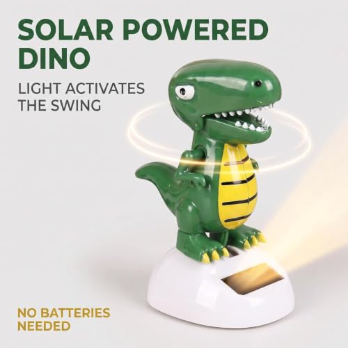 Green Cute Solar Powered Dancing Dinosaur,Decoration Gift,Swinging Dancer, No Battery Required,Desk and Dashboard Decor Home Decor Birthday Gifts Solar Power Kits