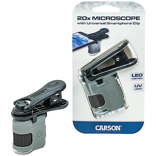 Carson MicroMini 20x LED and UV Lit Pocket Microscope & Smartphone Clip