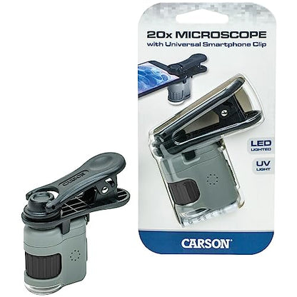 Carson MicroMini 20x LED and UV Lit Pocket Microscope & Smartphone Clip