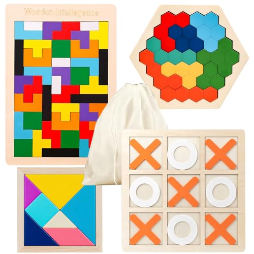 4 Pack Wooden Blocks Puzzles