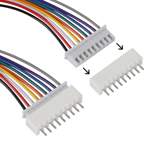 ACEIRMC 10Pairs JST-XH Connector Kit, XH 2.54mm 9 Pin Header Male and Female Connectors Plug Adapter with Flat Wire Cable 200mm 26AWG Compatible with JST XH (9P) - color: 9P