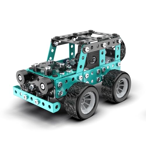 Buildable 3D Metal Engineering Kit 194-Piece STEM Set for Ages 8-16 Develops Logic Skills DIY Project Ideal Gift for Kids (Blue) - style: blue car 2 in 1
