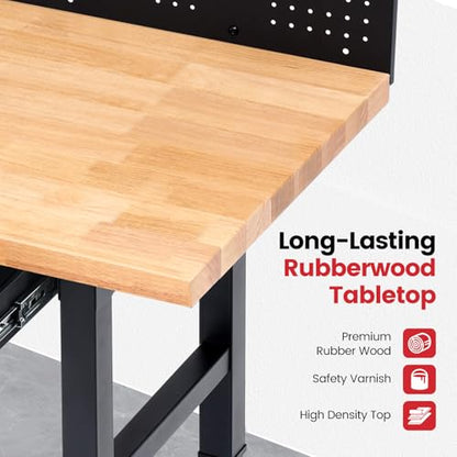 ENJOYWOOD 60" Rolling Workbench with Drawers, Adjustable Height