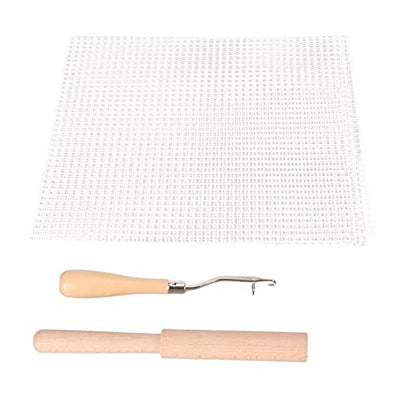 19.7x19.7 Inch Complete Latch Hook Canvas Kit - Includes Wooden Crochet Hook & Yarn Cutter Tool - DIY Rug Making Mesh Cloth Set for Crafting (19x19in Mesh +Hook+Cutter) - color: 19x19in Mesh +Hook+cutter