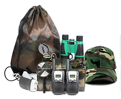Outdoor Adventure Set for Kids - Camouflage Camping Exploration Toys with Walkie-Talkies - Backyard Explorer Gear for Boys and Girls