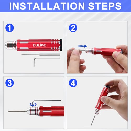 Model Scriber Chisel 7 Blades (0.1/0.2/0.4/0.6/0.8/1.0/2.0mm) - color: Red