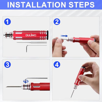 Model Scriber Chisel 7 Blades (0.1/0.2/0.4/0.6/0.8/1.0/2.0mm) - color: Red