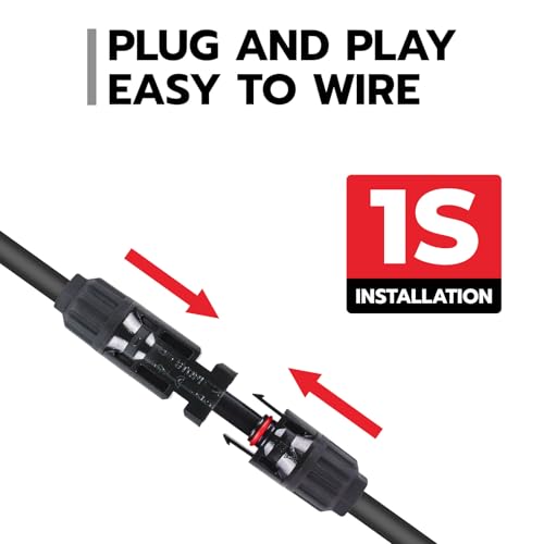 Solar Panel Connector Kit 6 in 1 Cable Solar Connector 14AWG Heavy-Duty Cable Weatherproof for RV Camping Portable Power Staion Generator DC5521 7909 8020 XT60 (33FT) - size: 33FT