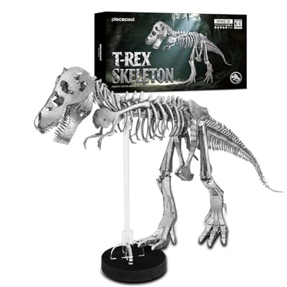 Piececool 3D Metal Puzzles T-Rex Skeleton Model Kit for Adults Animal Dinosaur Metal Puzzles Collectible Interactive DIY Building Kits, Great Birthday New Year Gifts for Men Teens 16+, Desk Decor
