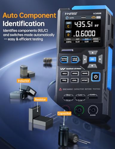 FNRSI LC1020E LCR Meter, 19,999 Counts Resistor Inductor Capacitor Tester, Auto Component Detect, Measures ESR/Q/D/θ/X, 2.8” Color TFT, Dual Parameter Display, Sorting & Open/Short Calibration