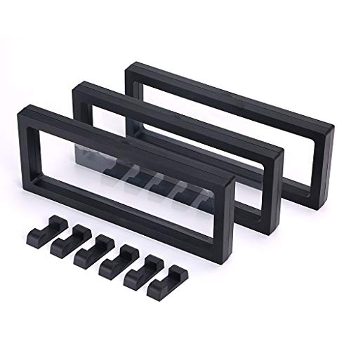 Skelang 3 Pcs 3D Floating Display Case, Black Display Stand Holder 9"×3.54"×0.75"(L×W×H Suspension Frame for AA Medallion, Antique Challenge Coins, Chip, Jewelry, Pin - size: 9"×3.54"×0.75"