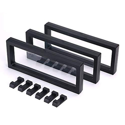 Skelang 3 Pcs 3D Floating Display Case, Black Display Stand Holder 9"×3.54"×0.75"(L×W×H Suspension Frame for AA Medallion, Antique Challenge Coins, Chip, Jewelry, Pin (Pack of 2) - size: 9"×3.54"×0.75" (Pack of 2)