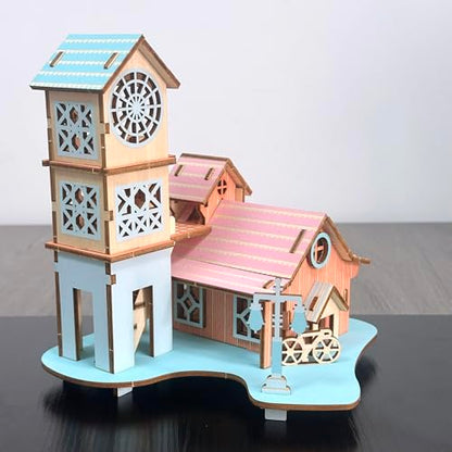 Log Cabin 3D Wooden House Puzzle,DIY Mini Building Model Kit，011 - color: 011