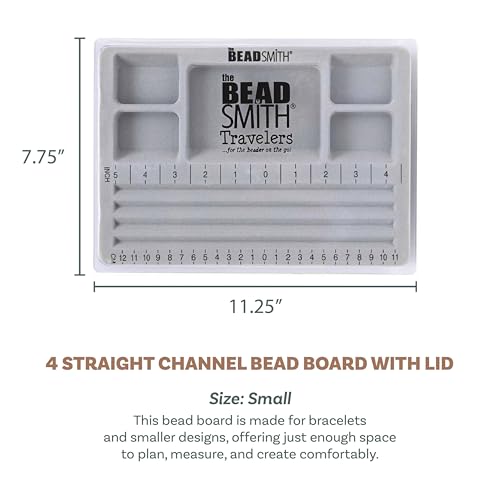 The Beadsmith Mini Bead Board, Grey Flocked - size: 4 Straight Channel w/ Cover