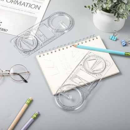 2 Pack 360 Degree Protractor, 6 Inch Multifunctional Drawing Ruler, Upgrade - style: Upgrade
