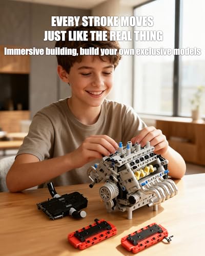 V8 Engine Building Kit that Runs with Motor and Battery Powered