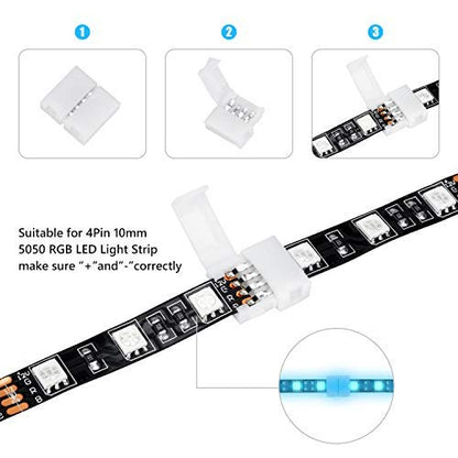 WENHSIN 10Packs 4-Pin RGB LED Light Strip Connectors 10mm Unwired Gapless Solderless Adapter Terminal Extension - size: 10MM-4PIN