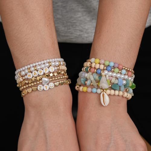 Xylise DIY Jewelry Making Kit, 1000+ Beads with Letters, Turquoise and Pearl Beads, Gold Charms, Bracelet Supplies (Colorful) - color: colorful
