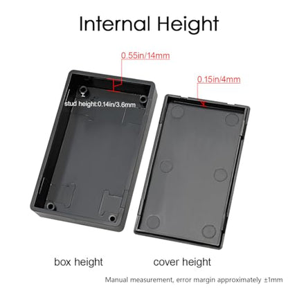 LeMotech Project Box, 5 Pieces ABS Electrical Box Small Junction Box for Electronics PCB Case,Electronic Hobby Box Black, Outside Size 2.8 x 1.7 x 0.7 inch (70x 42x 18 mm) - size: 2.8" x 1.7" x 0.7"(5pc)
