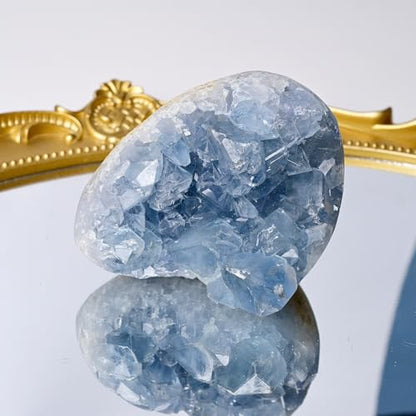 400-600g Natural Celestine Cluster, Blue Crystal Geode Cave,Geode Decor,Home Office Decoration, Crystal Healing, Feng Shui Decoration, Spiritual Balance,1Pc