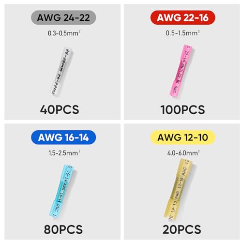 TICONN 240PCS Heat Shrink Butt Connectors, Crimp Wire Connectors Kit - size: 240 PCS-4Sizes